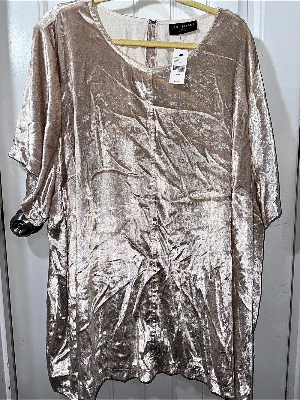 Lane Bryant Metallic Velour Top Metallic Top in ivory Size 38/40 NWT